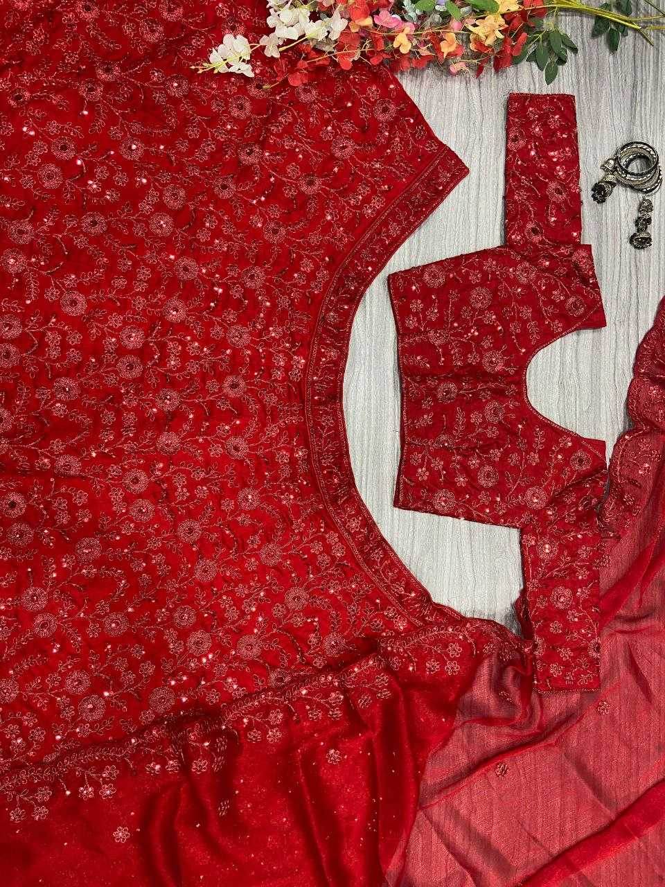 Vichitra Silk Sequins Lehenga With Cancan - MYLUXURY LANE ENTERPRISE
